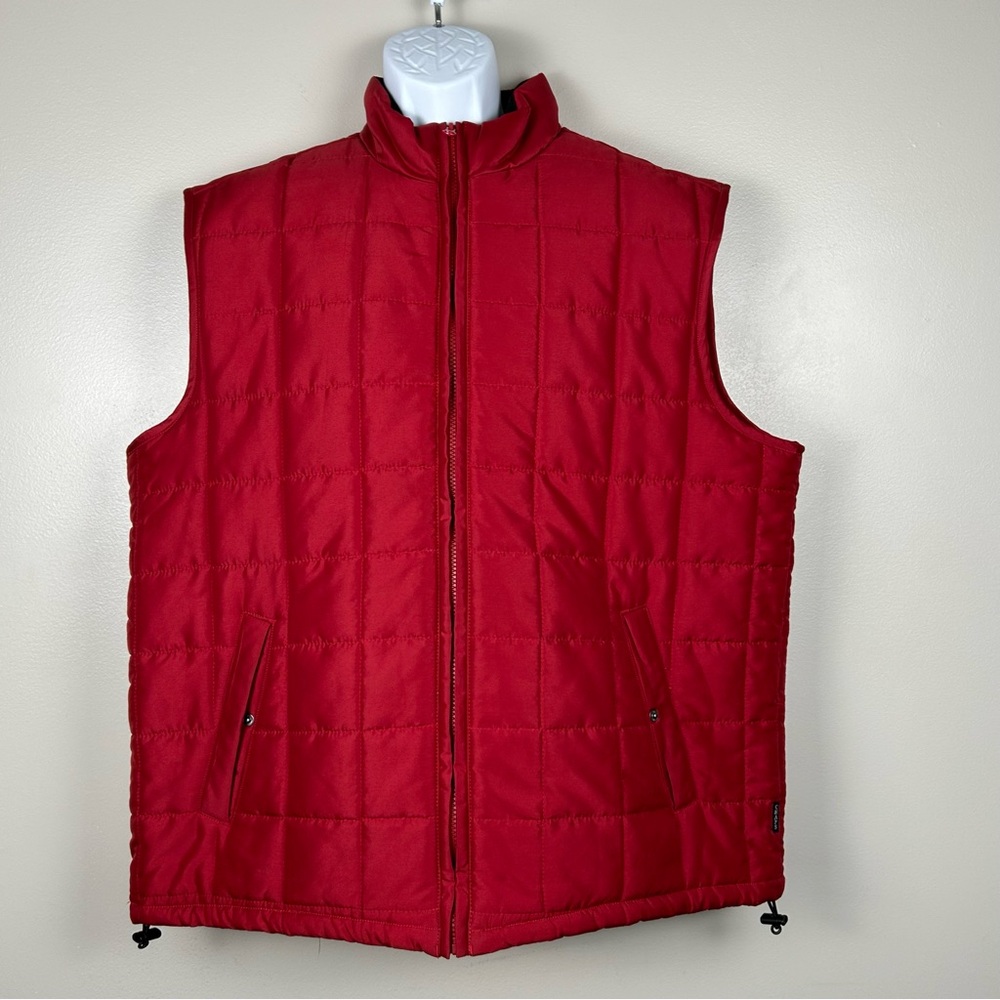 Chaps Puffer Vest Mens XL Deep Red Gorpcore Preppy Outdoor Casual‎ Full Zip